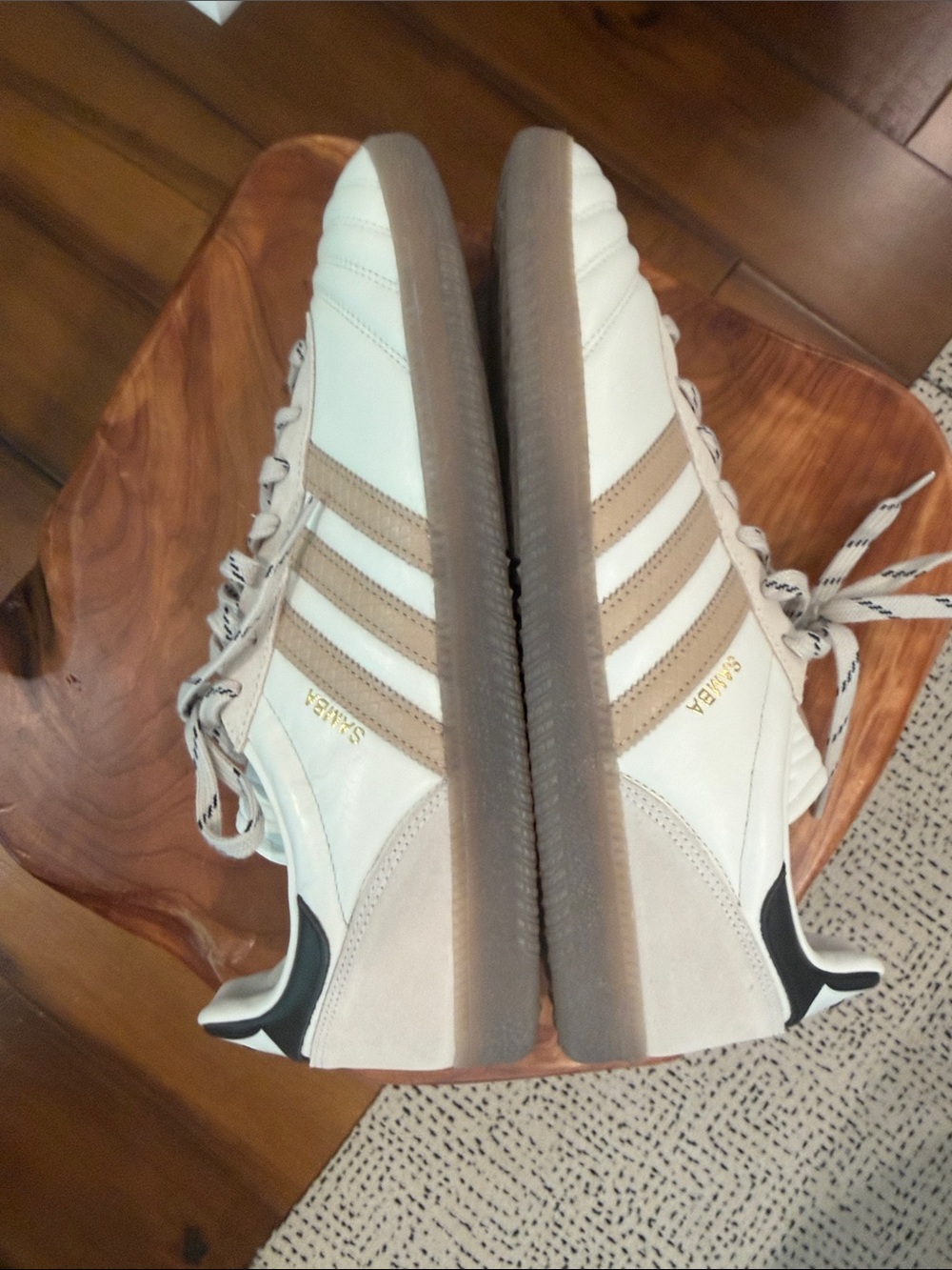 adidas Samba Leather Sneakers in Cream with Black Accents - Picture 5 of 5